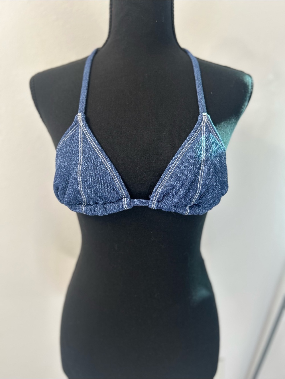 wild fable Dark Blue Denim-Look Triangle Bralette